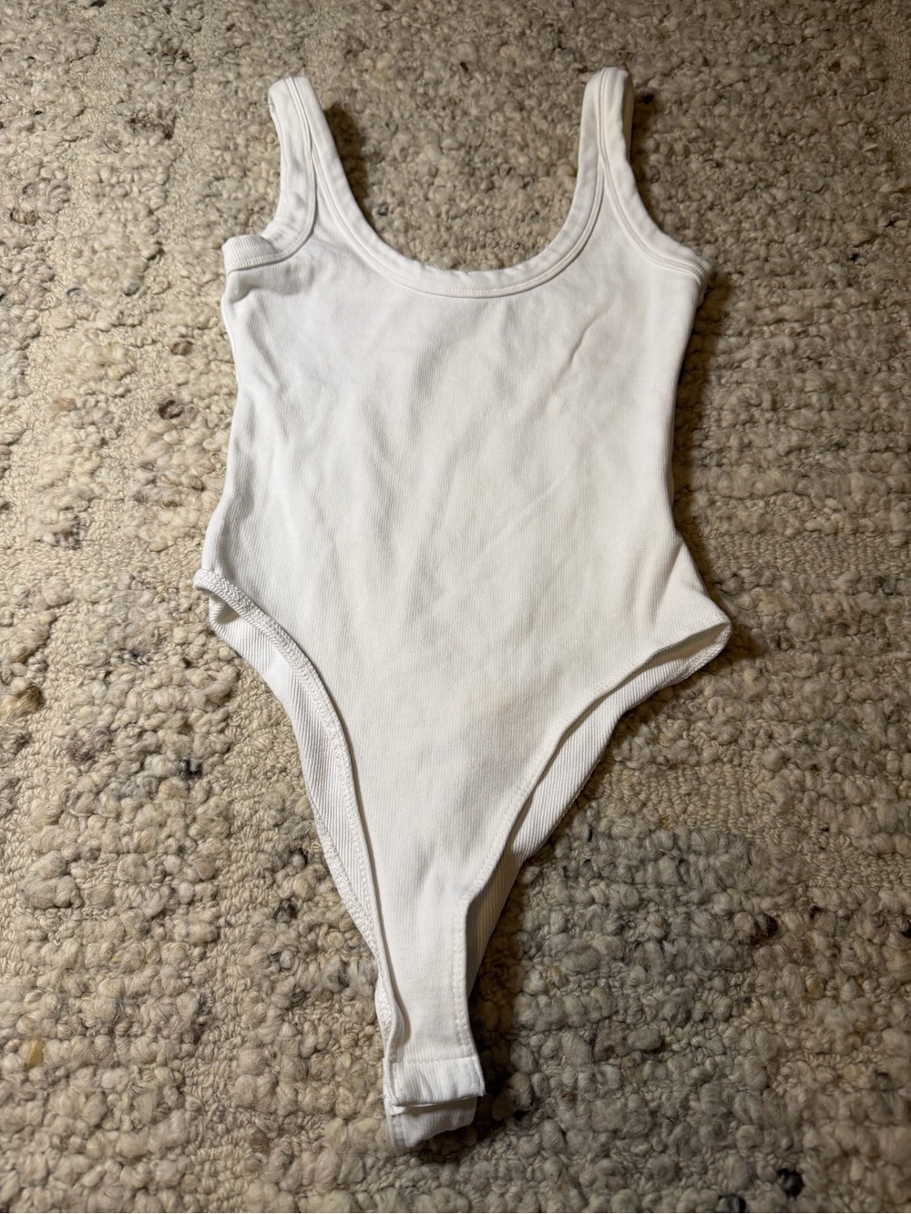 L|C Lizette Collection White Ribbed Tank Bodysuit